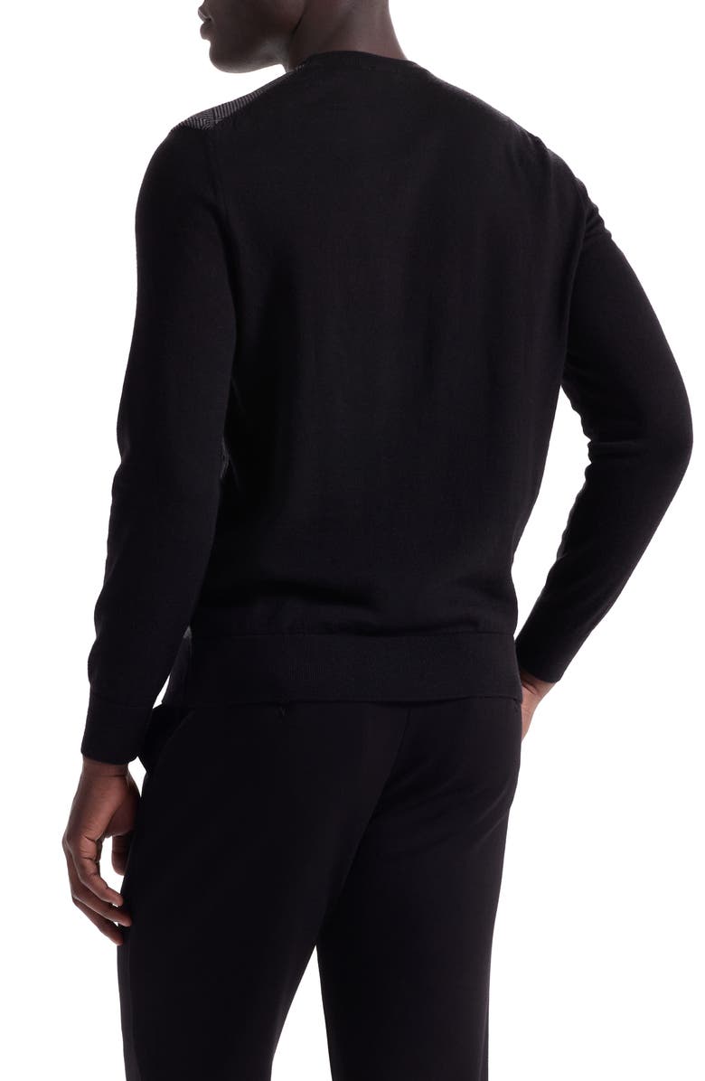 Bugatchi Diamond Merino Wool Sweater, Alternate, color, Black