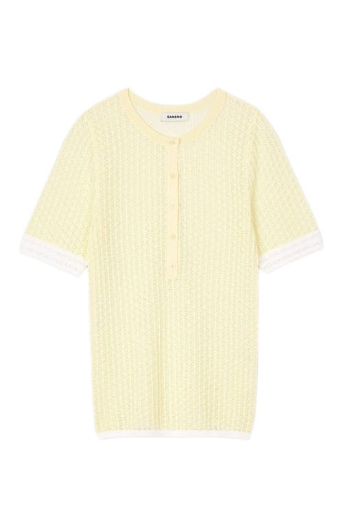 Sandro Pointelle-knit Short-sleeve Sweater In Light Yellow