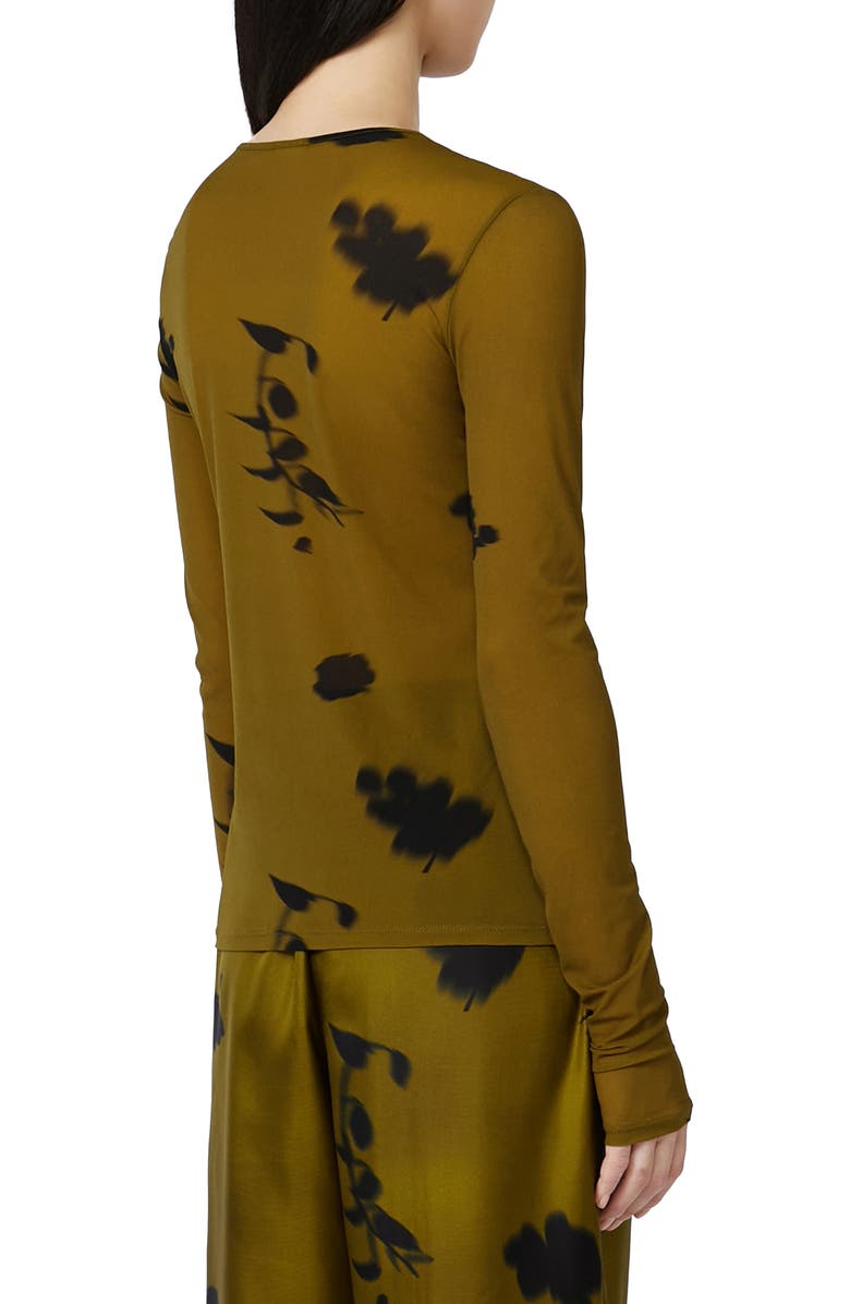 MM by Max Mara Effetto Floral Print Long Sleeve Shirt, Alternate, color, Olive Green