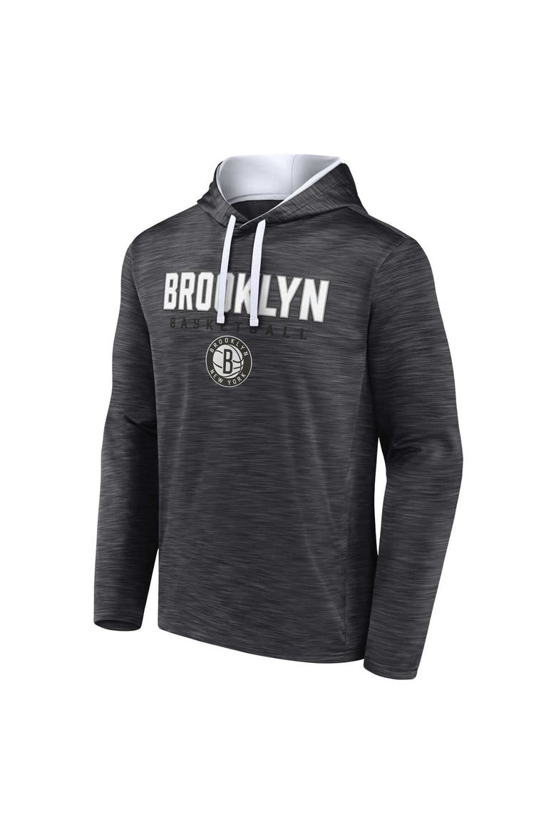 Men's Fanatics Branded Heather Charcoal Brooklyn Nets Fast Break Pullover Hoodie, Alternate, color, Heather Charcoal