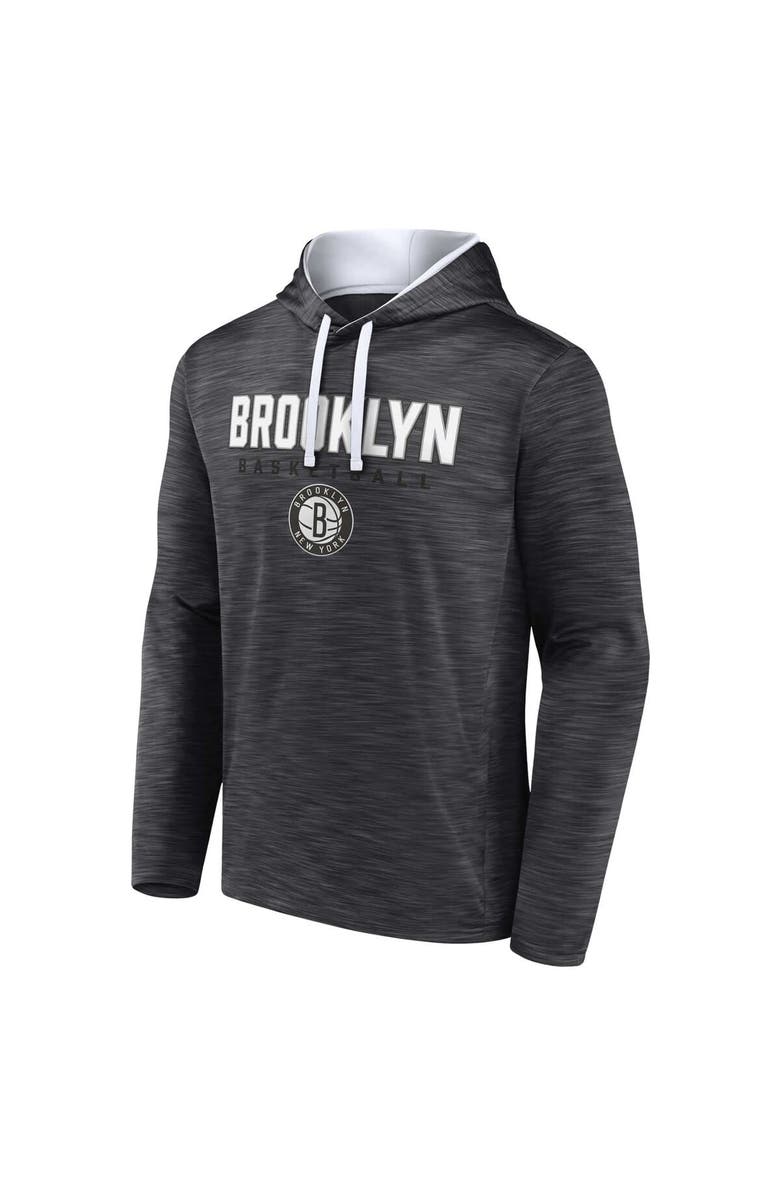 FANATICS Men's Fanatics Branded Heather Charcoal Brooklyn Nets Fast Break Pullover Hoodie, Alternate, color, Heather Charcoal