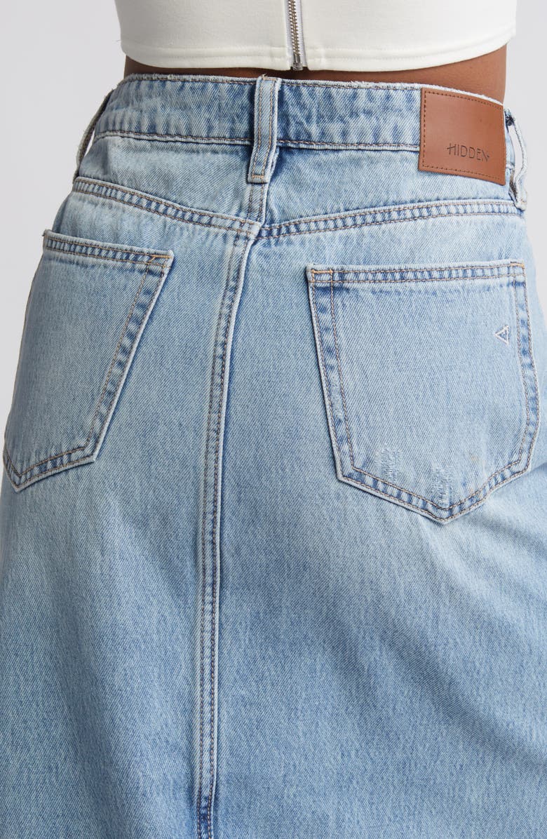 HIDDEN JEANS Heavy Distressed High-Low Hem Denim Skirt, Alternate, color, 