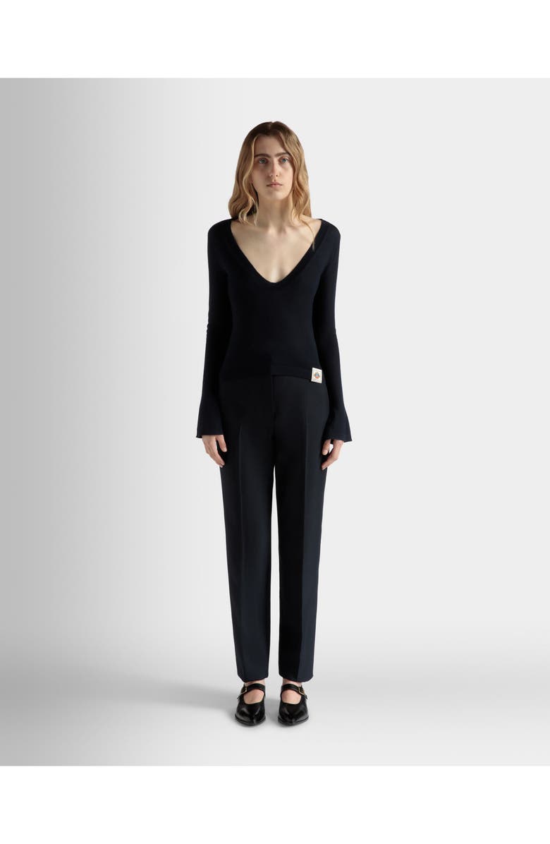 Bally V-Neck Knit Top, Alternate, color, Blue