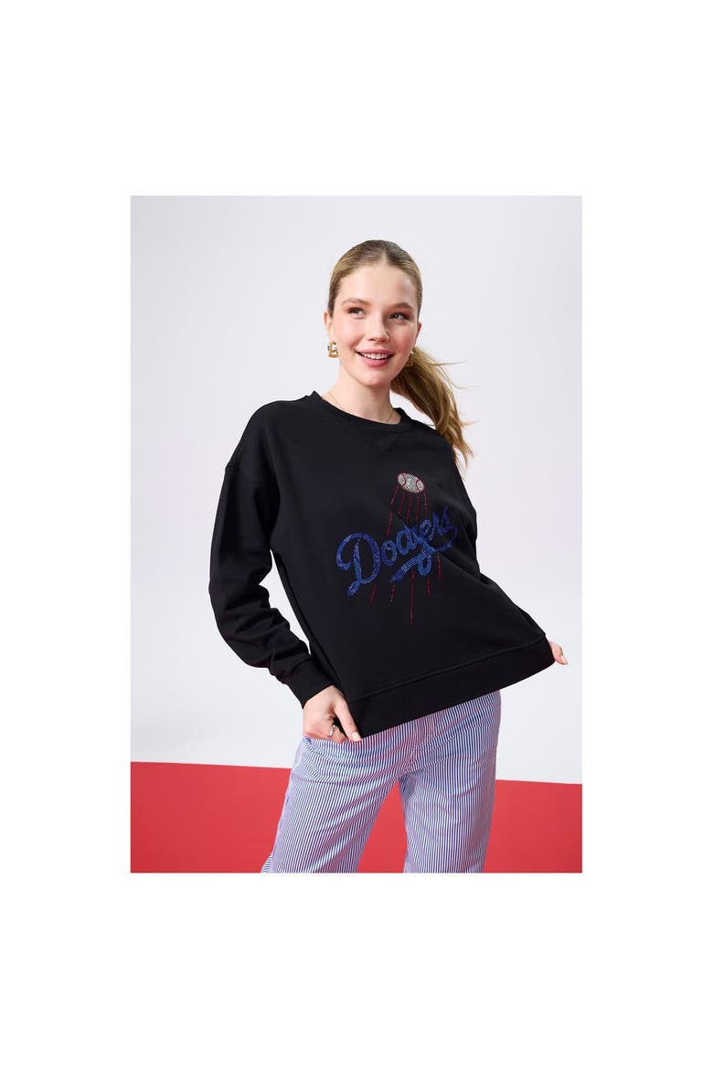 Women's Terez Black Los Angeles Dodgers Oversized Gemstone Logo Sweatshirt, Alternate, color, Black
