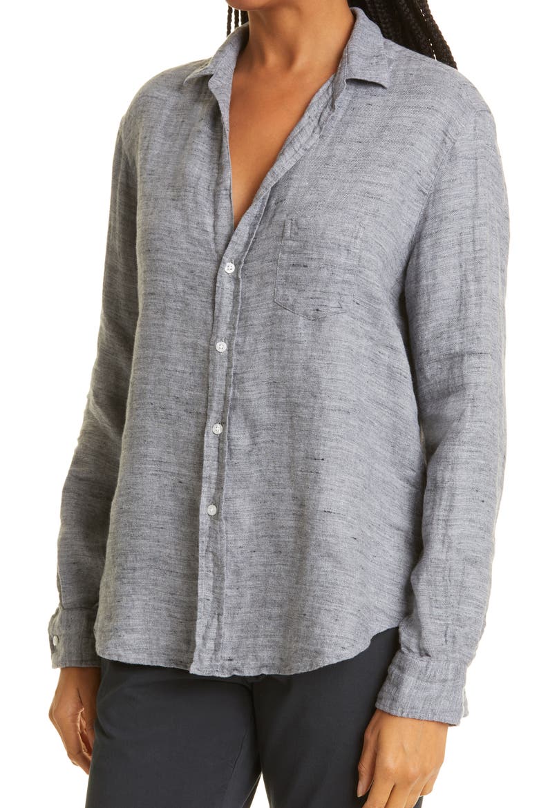 Woven Button-Up Shirt, Alternate, color, HEATHER GREY