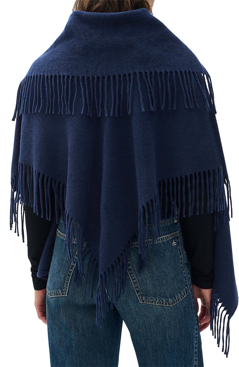 rag & bone Darcey Cowl Neck Wool Poncho, Alternate, color, Navy