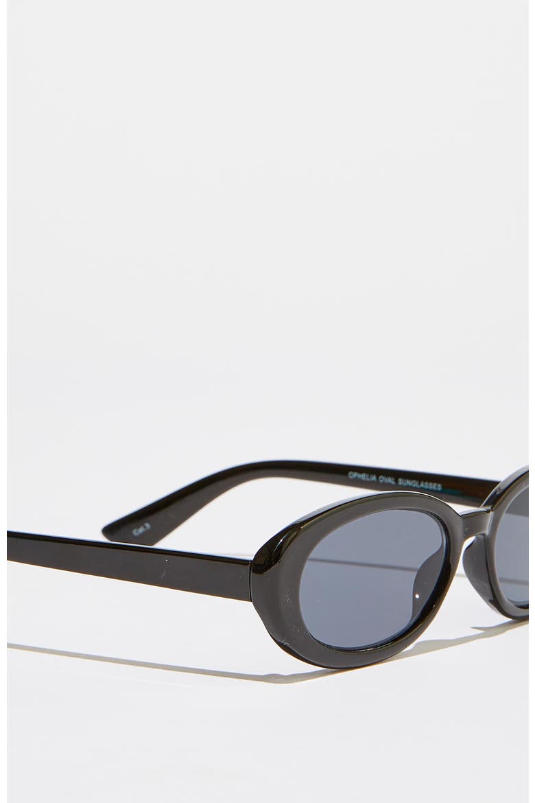Ophelia Oval Sunglasses, Alternate, color, Black