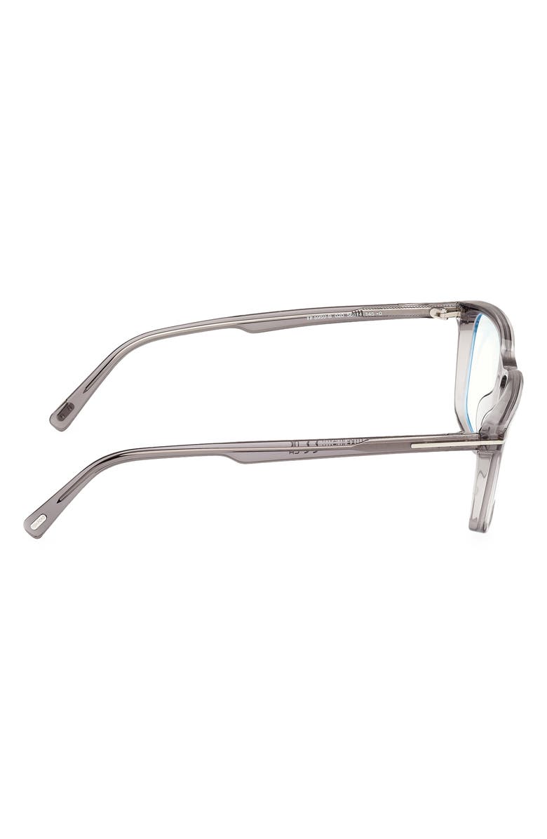 TOM FORD 56mm Square Blue Light Blocking Glasses, Alternate, color, Grey / T Logo / Blue Block