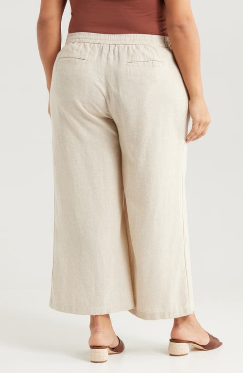 Caslon ® Stripe Tie Waist Wide Leg Linen Blend Pants In Brown