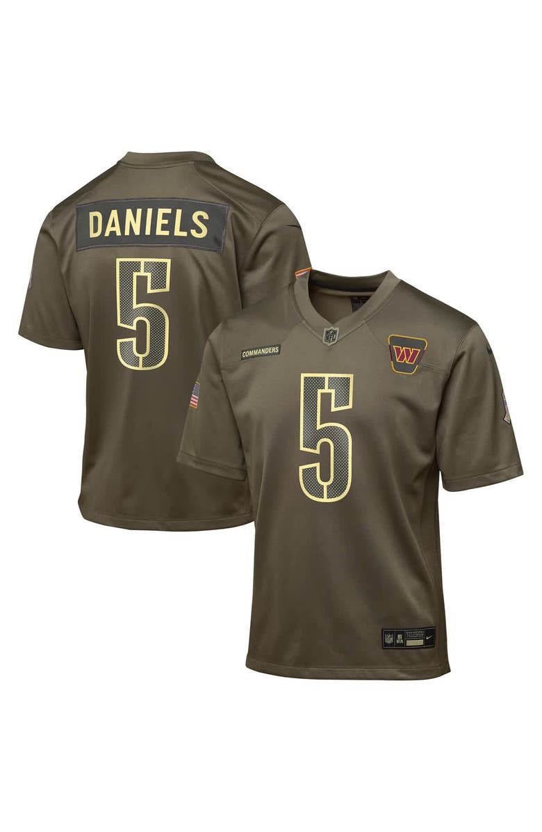 Nike Youth Nike Jayden Daniels Olive Washington Commanders 2025 Salute to Service Game Jersey, Main, color, Olive