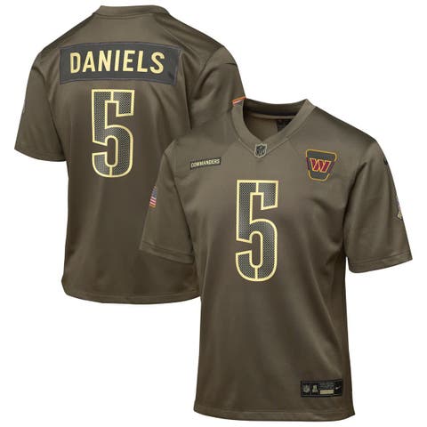 Youth Nike Jayden Daniels Olive Washington Commanders 2025 Salute to Service Game Jersey