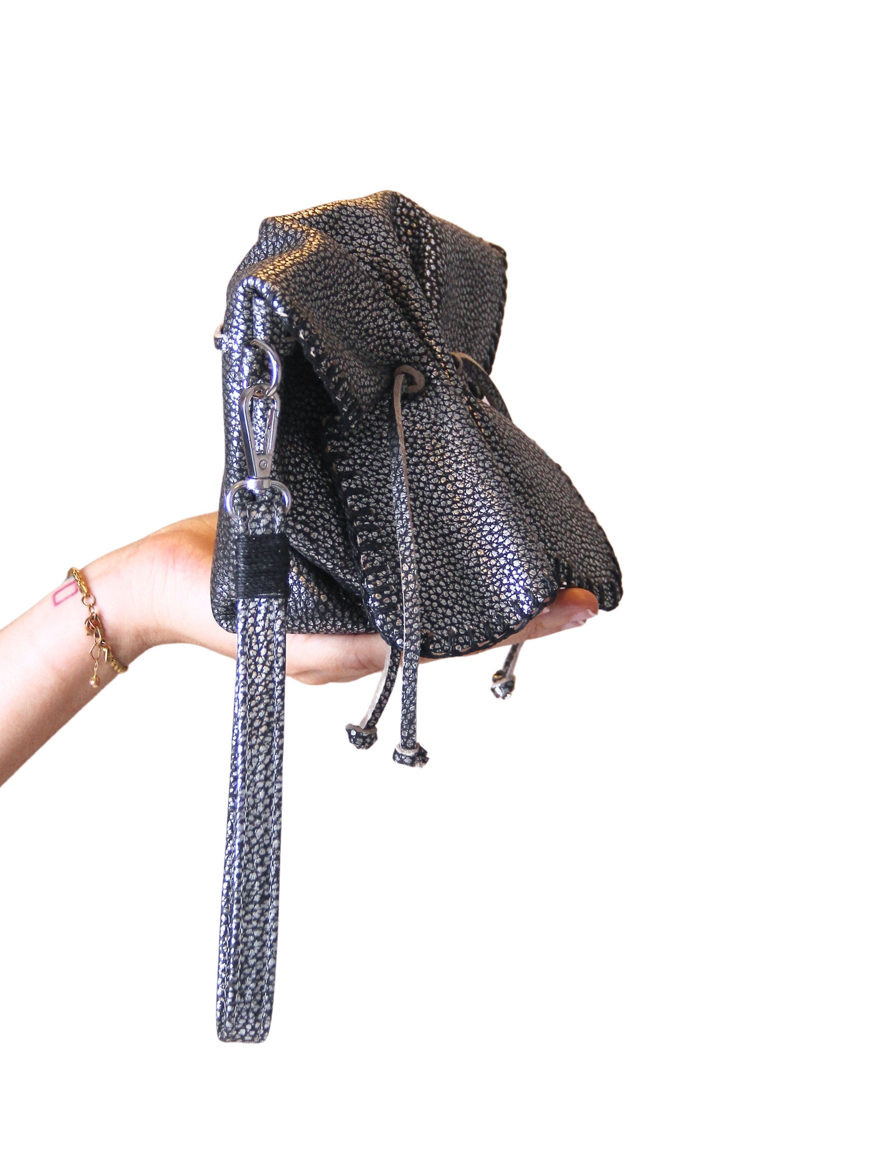 Carlos Falchi Mini Butterfly Tog Grain Leather Bag, Alternate, color, Roman Chrome