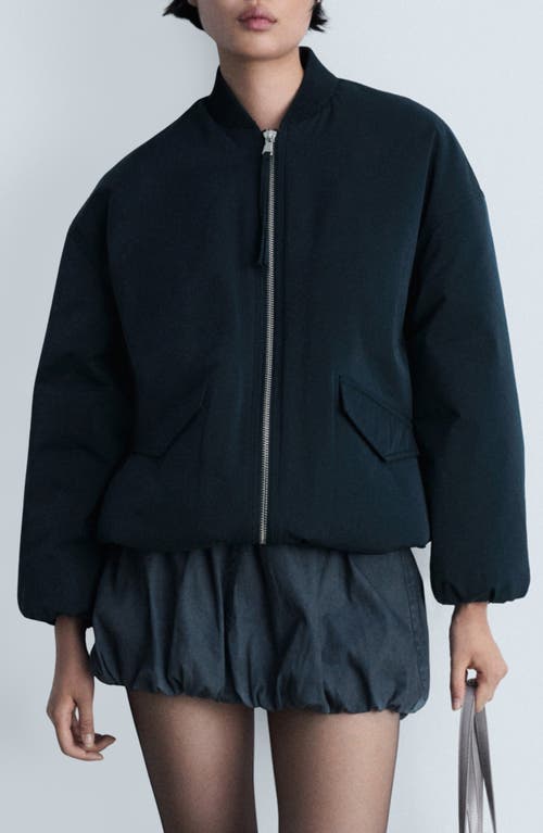 Mango Two-way Zip Bomber Jacket In Dark Navy