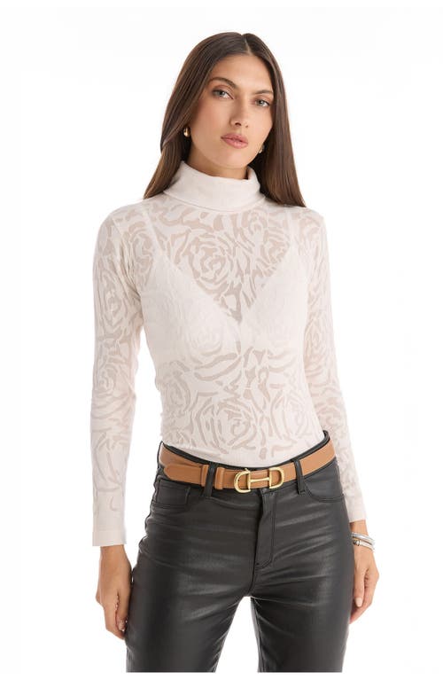 The Noli Shop Alina Rose Turtleneck Top In White