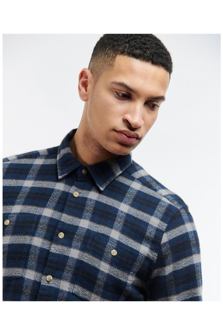 Thompson Plaid Button-Up Shirt, Alternate, color, NAVY