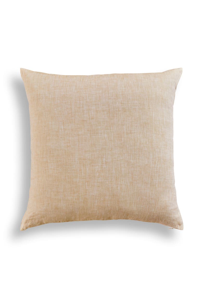 Linen Throw Pillow Cover with Invisible Zipper, 20 x 20 Inches - Montauk, Main, color, Champagne Beige