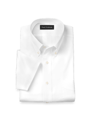 Paul Fredrick Non-iron Cotton Pinpoint Solid Button Down Collar Short Sleeve Dress Shirt