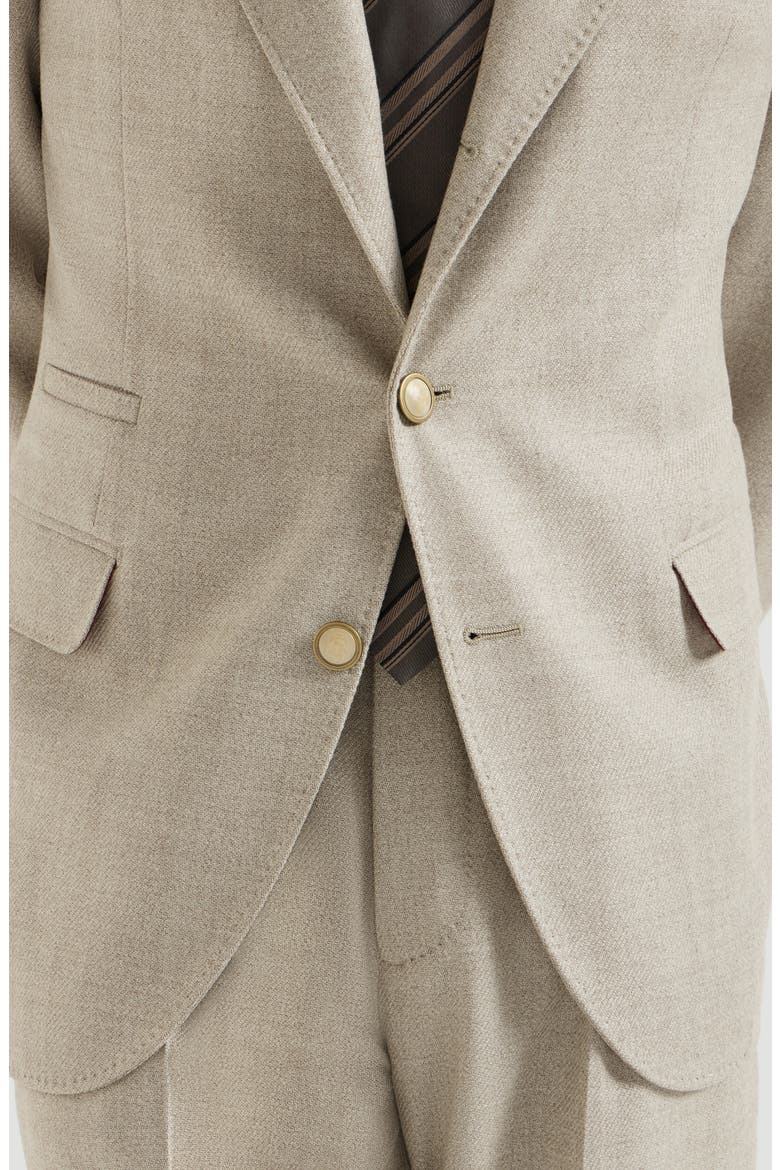 Mouliné virgin wool twill deconstructed blazer with large peak lapels, Alternate, color, Stone Grey