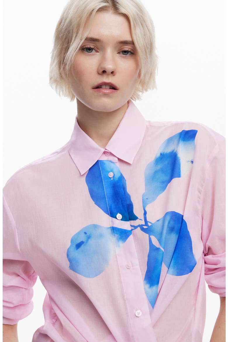 Relaxed Fit Cotton Button-Up Shirt, Alternate, color, PINK
