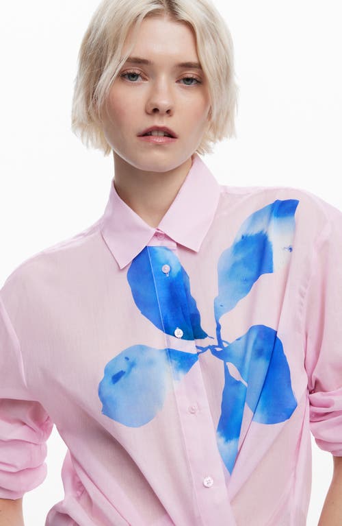 Desigual Relaxed Fit Cotton Button-up Shirt In Pink