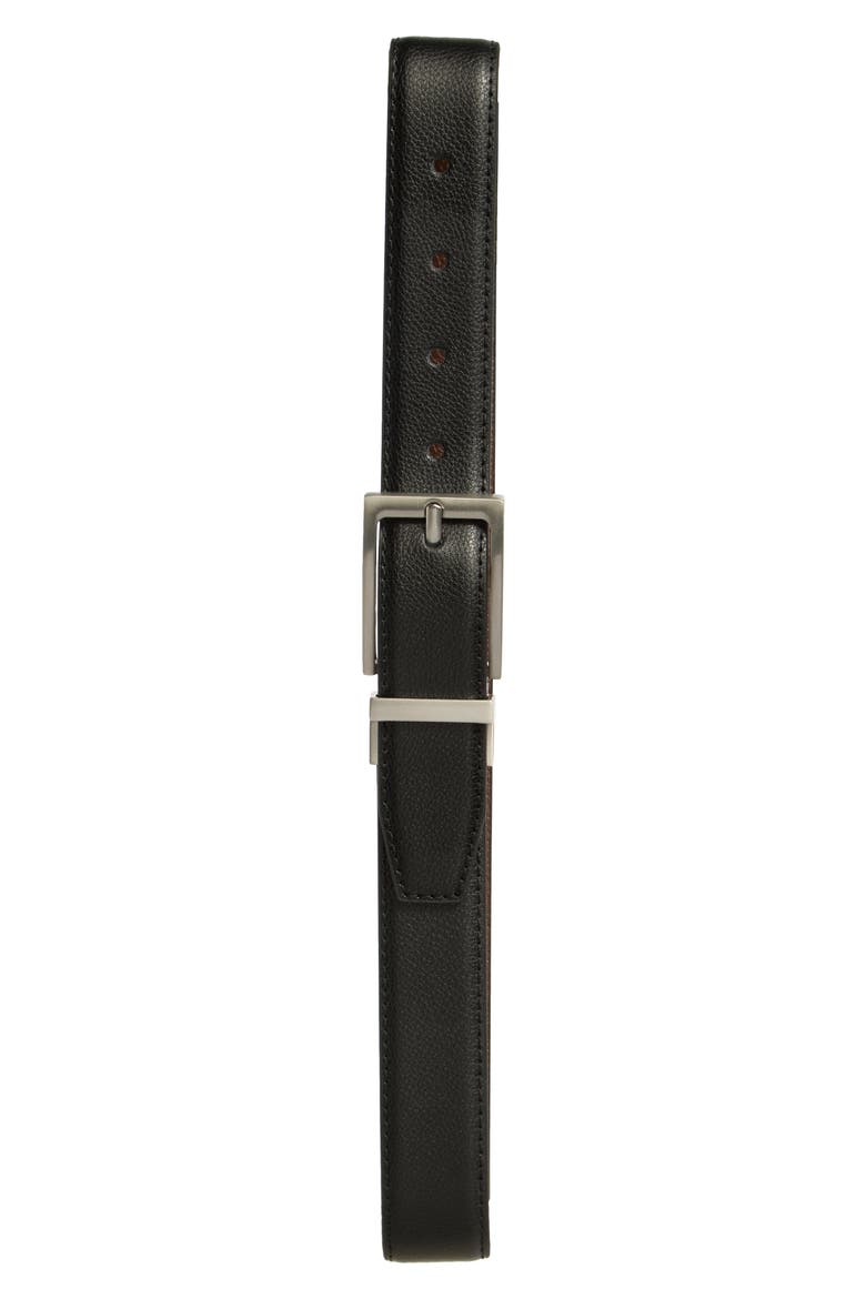 Kids' Reversible Faux Leather Belt, Main, color, BLACK TO BROWN PEBBLE - NICKEL