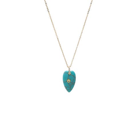 CZ Bezel Elongated Heart Natural Stone Necklace