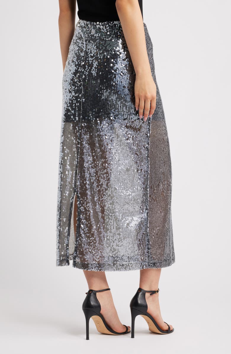 ICHI Ihprinca Sequin Skirt, Alternate, color, Silver
