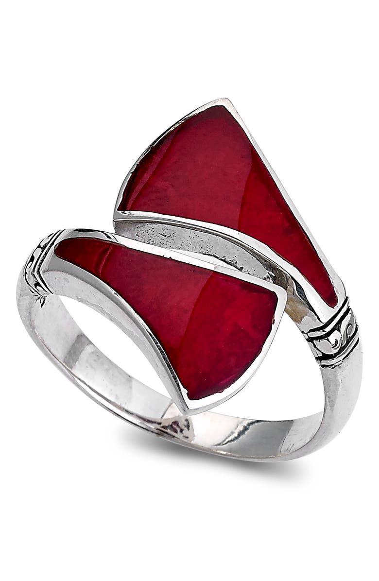 SAMUEL B. Sterling Silver Coral Shell Bypass Ring, Main, color, 
