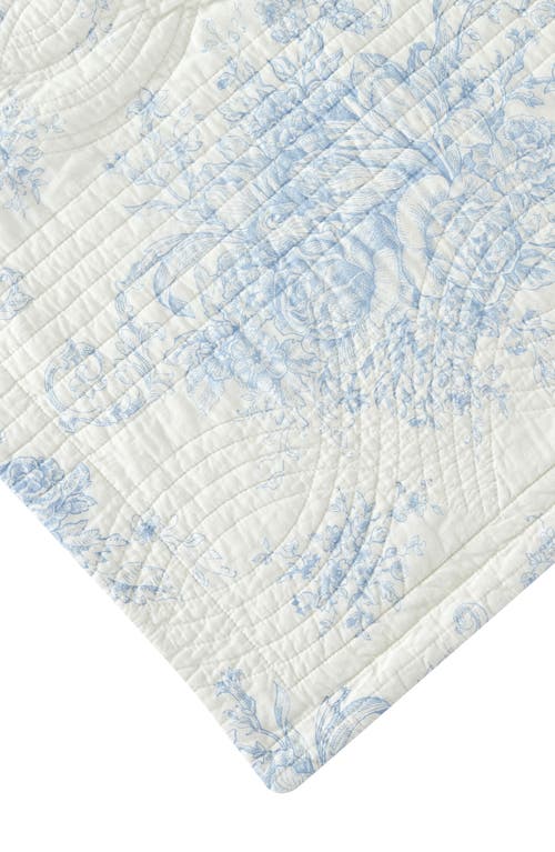 Melange Home Toile Reversible Cotton Quilt Set In Light Blue