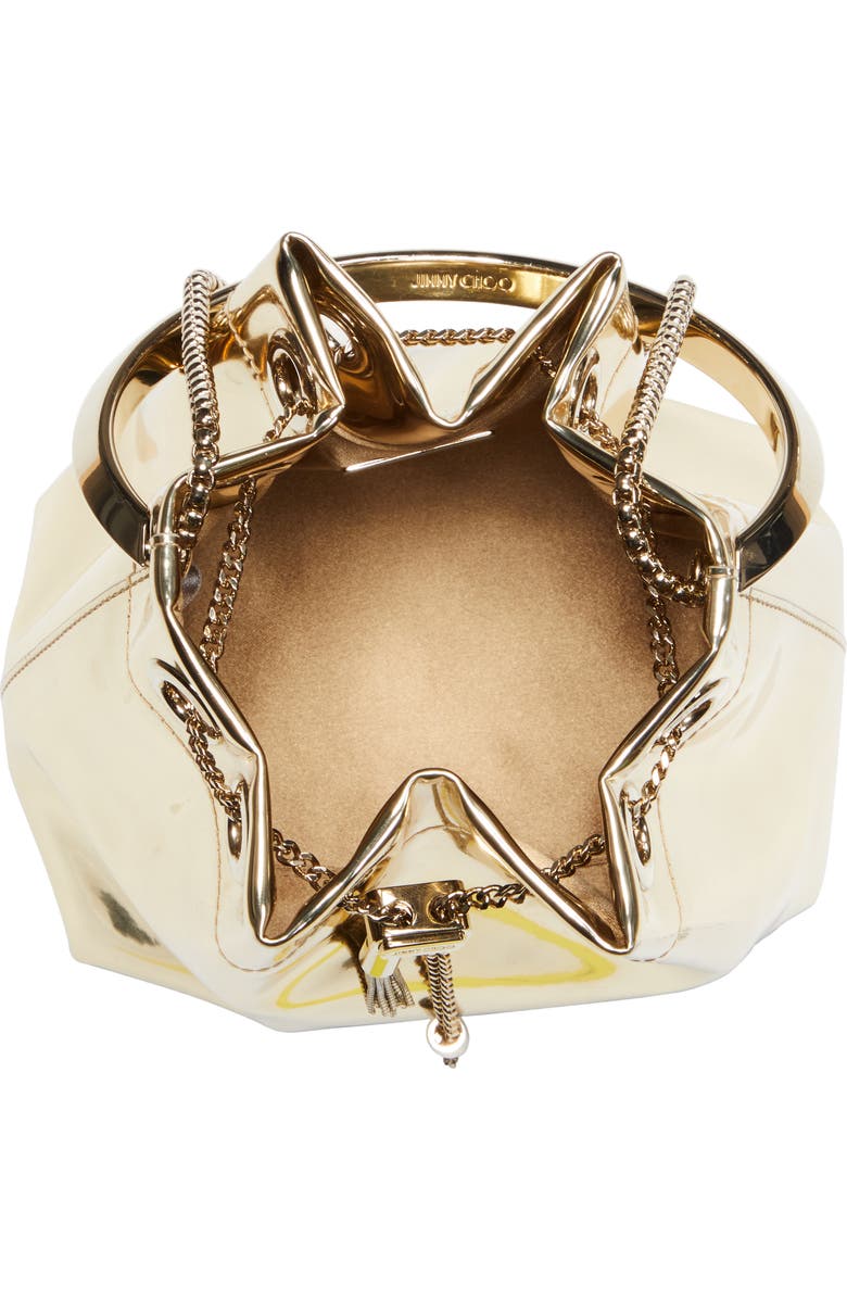 Jimmy Choo Bon Bon Mirror Fabric Top Handle Bag, Alternate, color, Gold