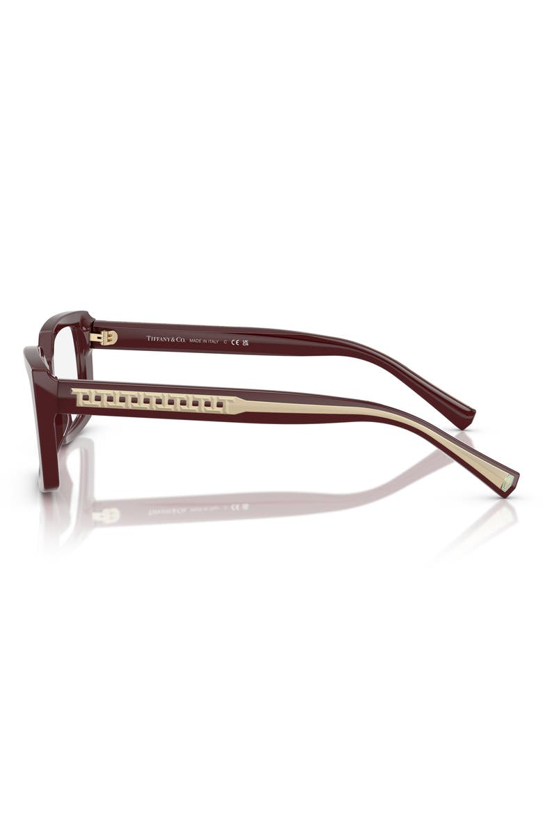 Tiffany & Co. 52mm Rectangular Optical Glasses, Alternate, color, Burgundy/ Demo Lens