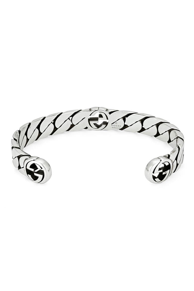 Men's Interlocking-G Cuff Bracelet, Alternate, color, SILVER