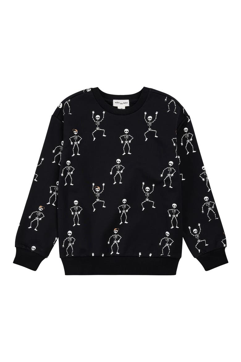 Kids' Dancing Skeletons Sweatshirt, Main, color, BLACK