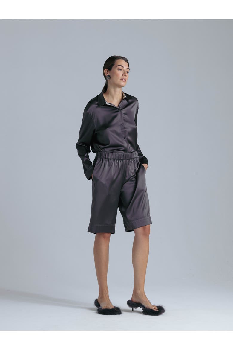 Silk Long Sleeve Shirt, Alternate, color, Magic Grey