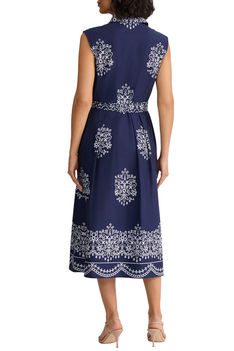 Placed Print Sleeveless Stretch Cotton Midi Shirtdress, Alternate, color, PACIFIC NAVY MULTI