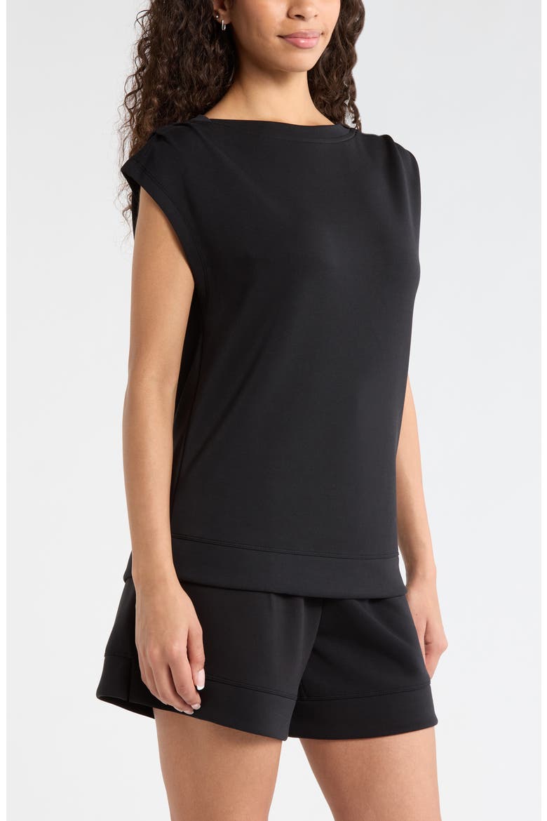 Soft Luxe Knit Gathered Shoulder Top, Alternate, color, BLACK