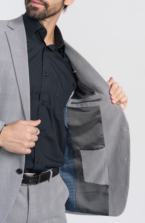 Savile Row Co Gray Glenplaid Print Trim-fit Suit In Black