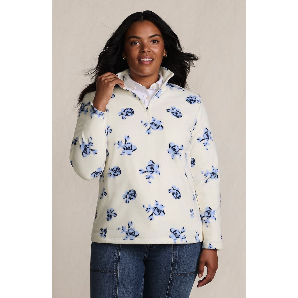 Lands' End Anyweather Fleece Quarter Zip Pullover In White