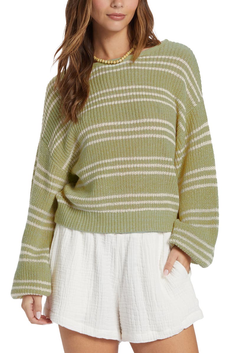 Billabong Light Wave Stripe Balloon Sleeve Sweater, Main, color,