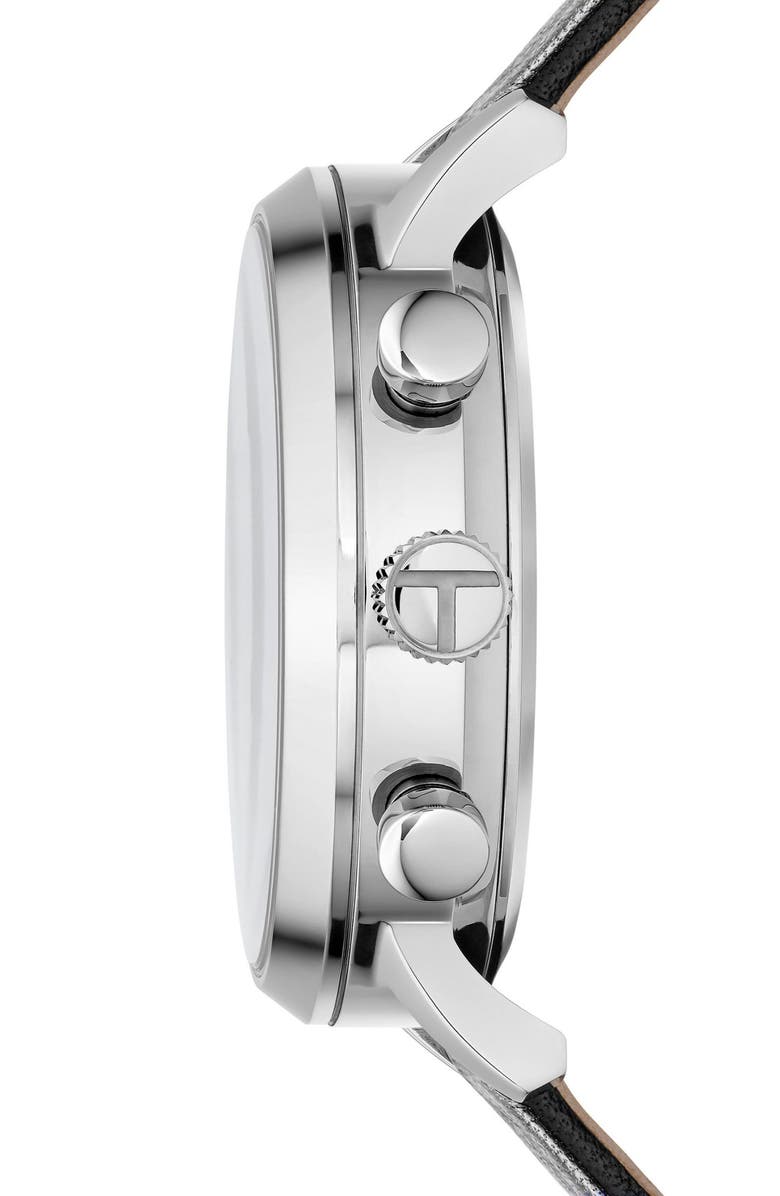 Ted Baker Cream Case Leather Strap Watch, 40mm, Alternate, color, Black