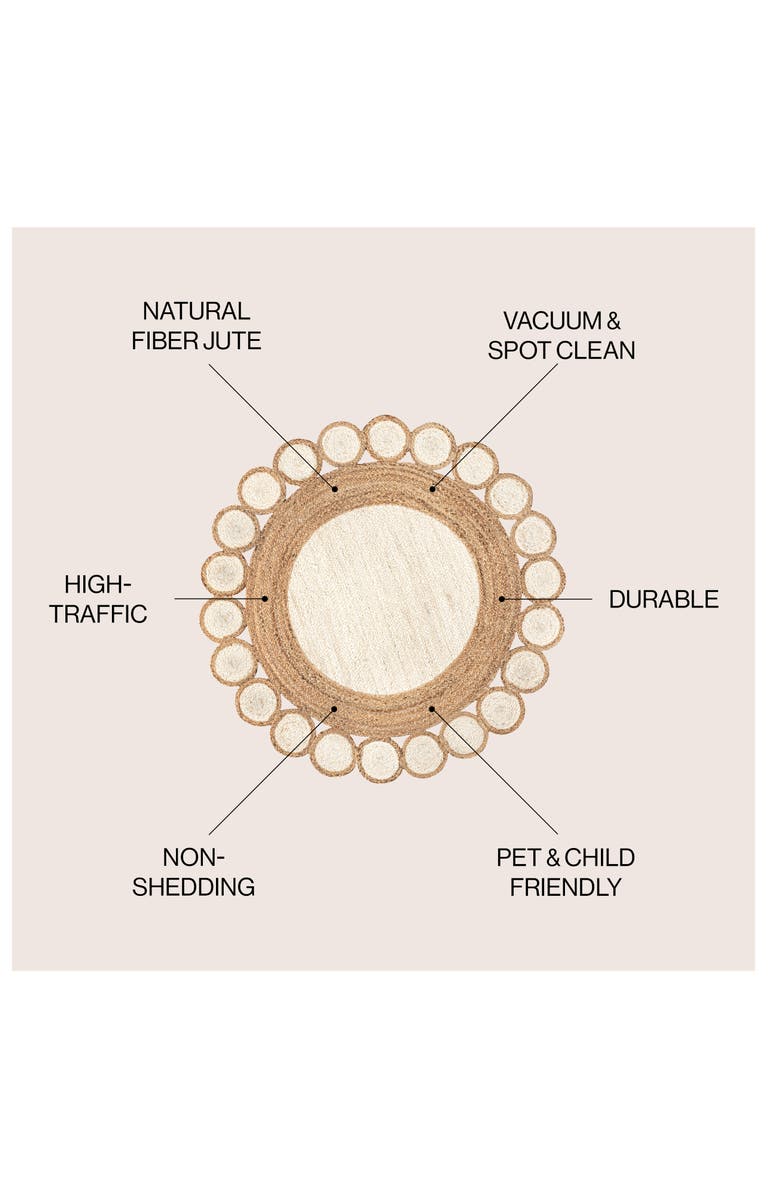 JONATHAN Y Skye Two-Tone Jute Circle Border Round Area Rug, Alternate, color, Cream/Natural