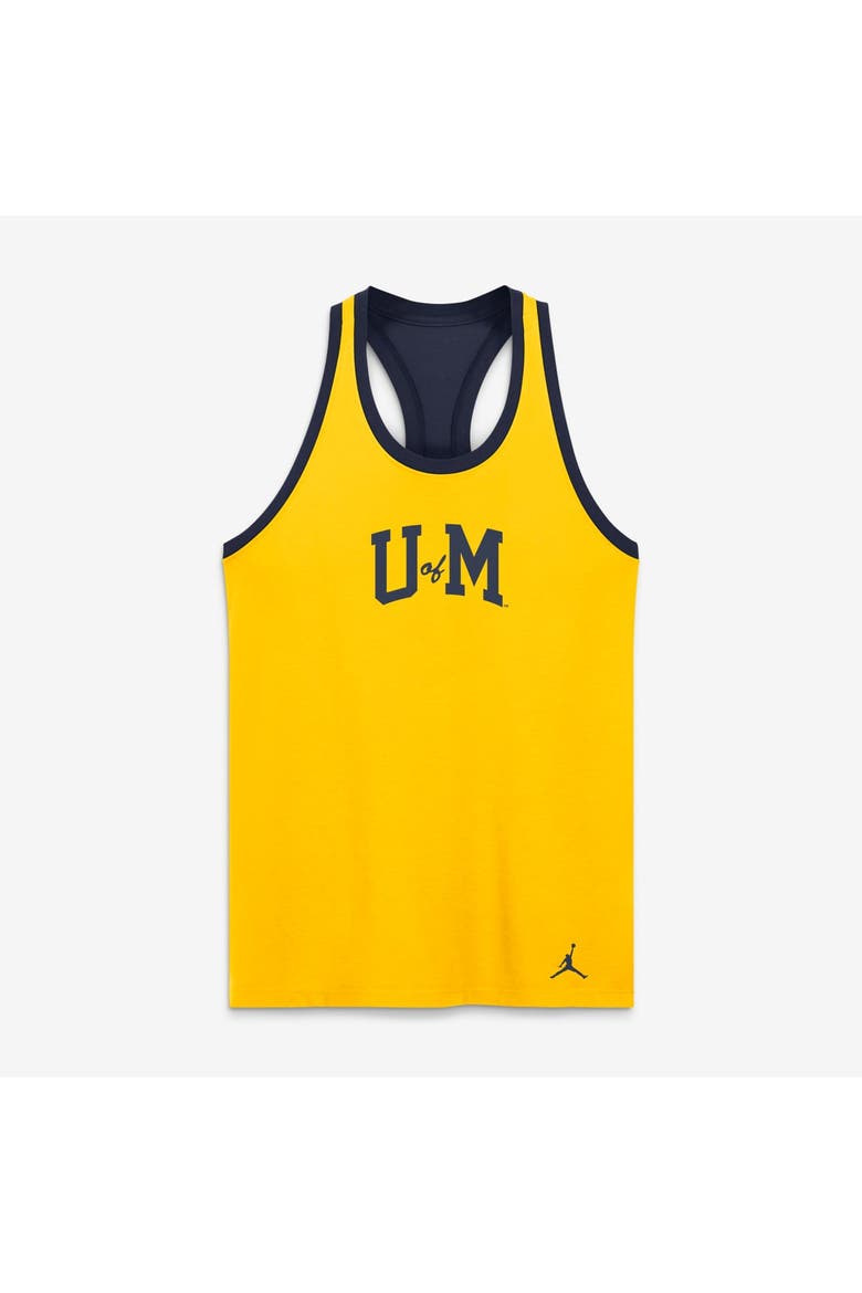 Women's Jordan Brand  Maize/Navy Michigan Wolverines Tri-Blend Dri-FIT Racerback Tank Top, Alternate, color, Maize
