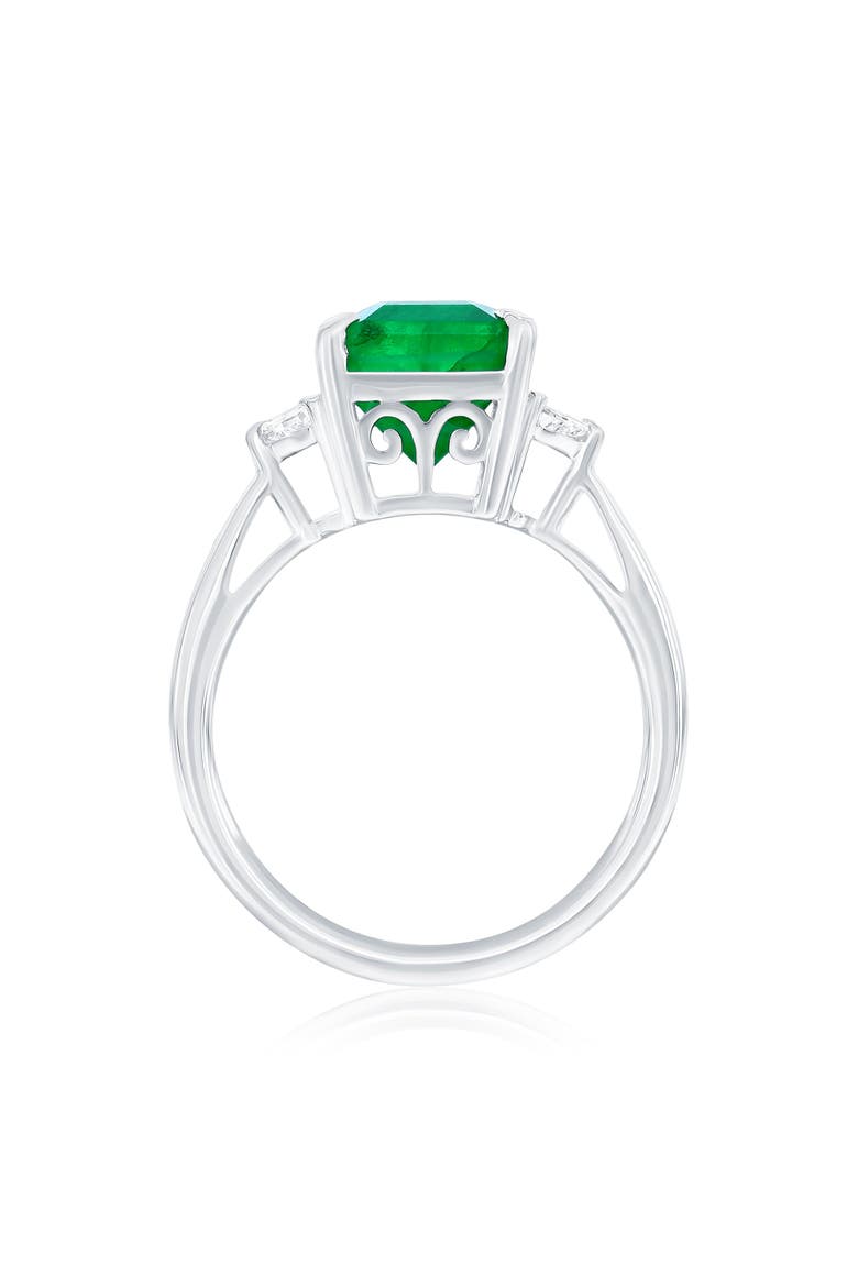 14K White Gold 2.77ct Emerald & 0.20cttw Diamond Ring, Alternate, color, Green