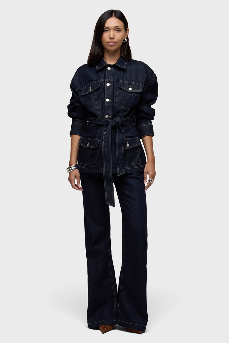 Anya Belted Denim Jacket, Alternate, color, RINSE