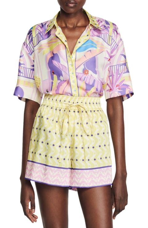 Caroline Silk Button-Up Shirt