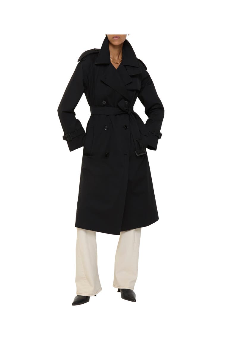 Long Castleford Trench Coat, Alternate, color, Black