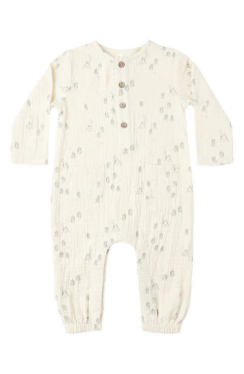 Kids' Long Sleeve Cotton Jumpsuit