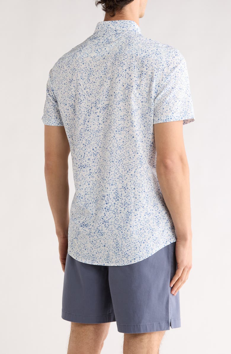 14th & Union Sprigs Short Sleeve Performance Button-Up Shirt, Alternate, color, White Mini Sprigs