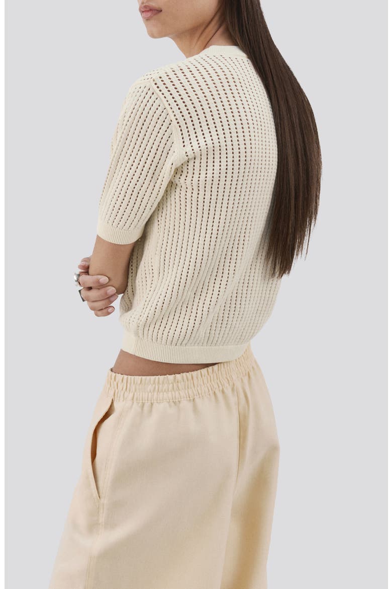 Pera Open Stitch Crewneck Sweater, Alternate, color, ECRU