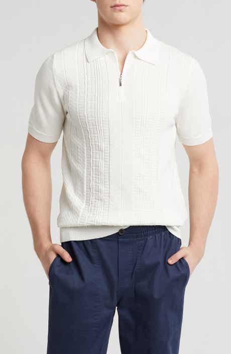 T.R. PREMIUM Textured Sweater Knit Zip Polo